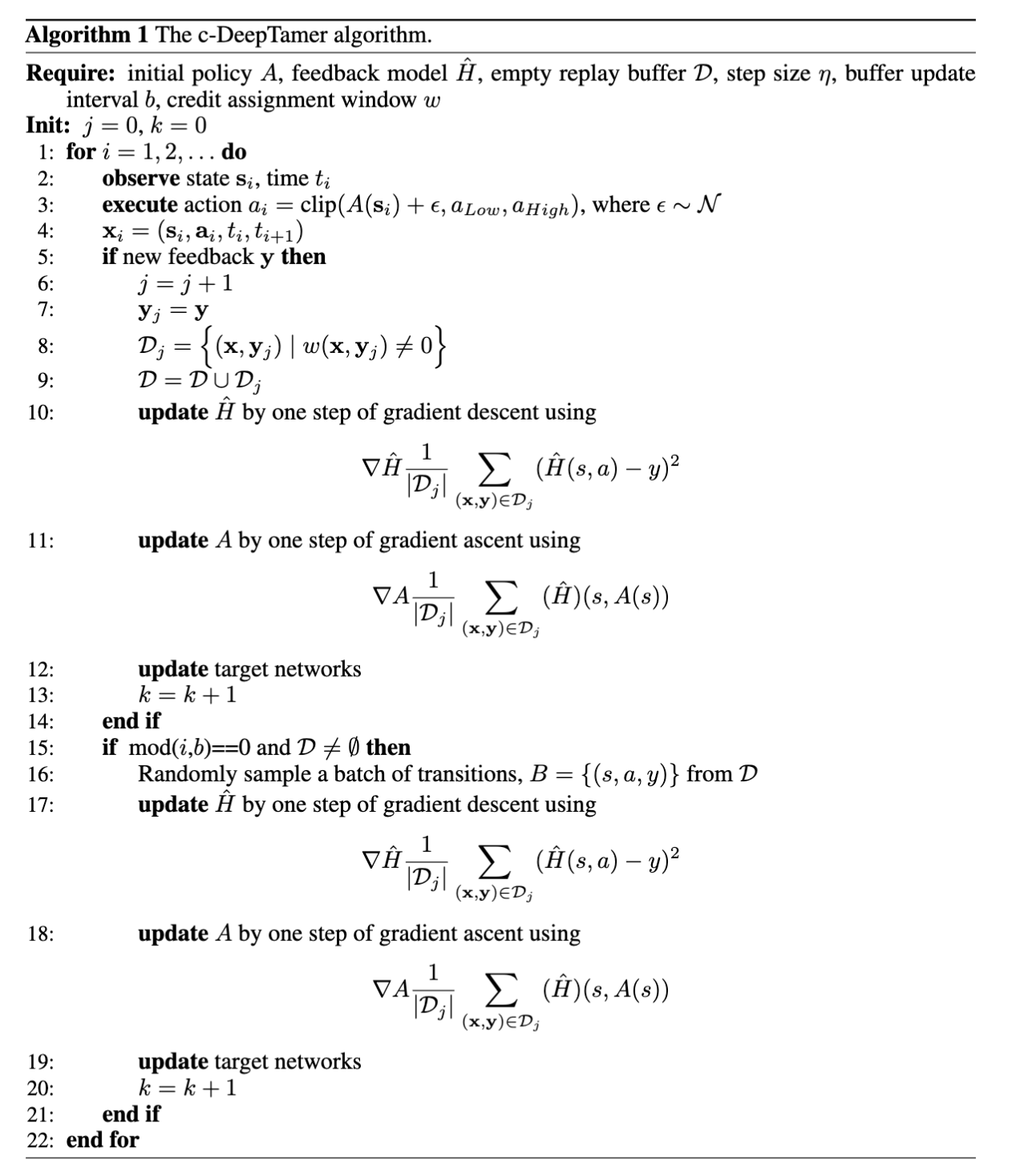 c-DeepTamer Algorithm